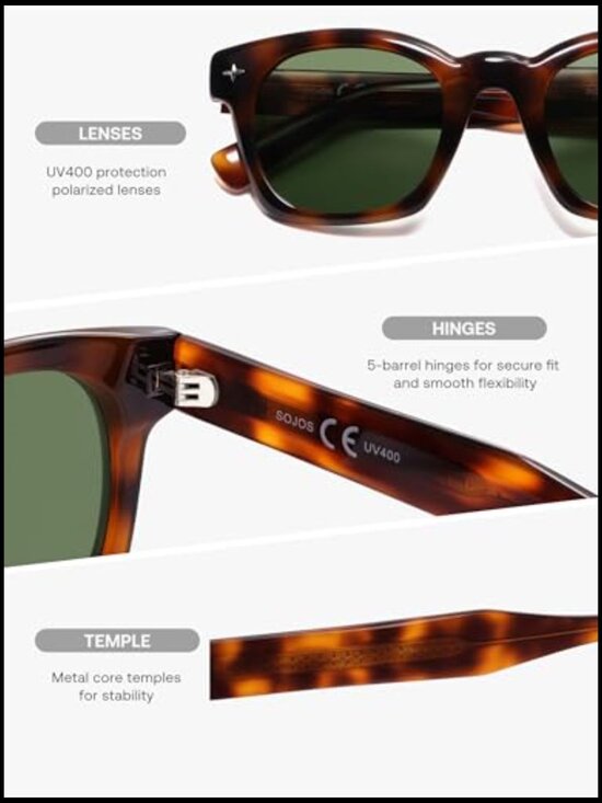Retro Polarized Square Sunglasses UV400 TR90 Frame main image 7